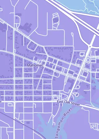 Street map around Rad Lad Games, Mahomet