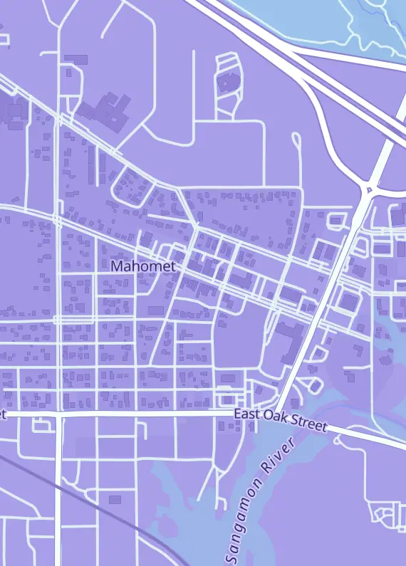 Street map around Rad Lad Games, 415 E Main St, Mahomet, IL