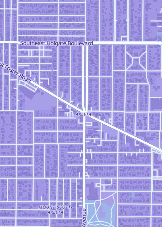 Street map around Red Castle Games, 7160 SE Foster Rd, Portland, OR