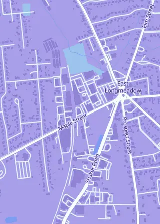 Street map around RedFive Toys and Collectibles, East Longmeadow