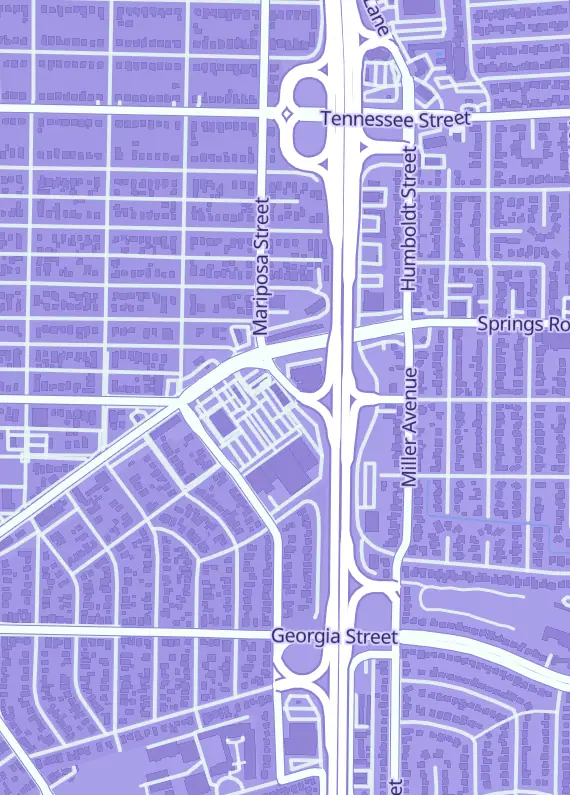 Street map around RetroEdge Games, 2085 Solano Ave, Vallejo, CA