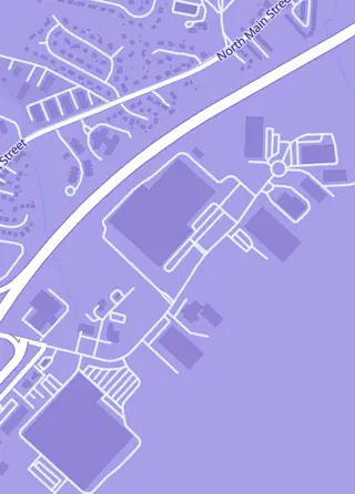 Street map around RI Novelty, Fall River