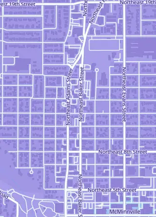 Street map around Rip N Card Trick, McMinnville