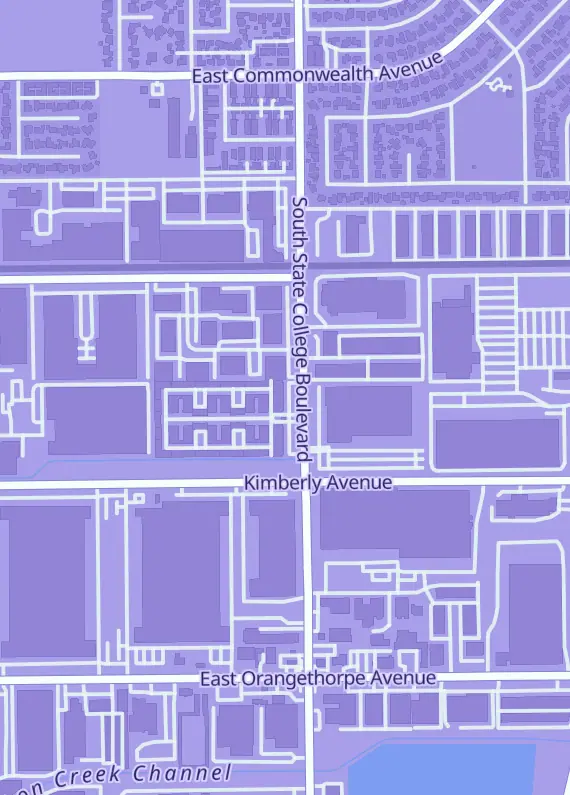 Street map around RL Sports Cards, 645 S State College Blvd B, Fullerton, CA