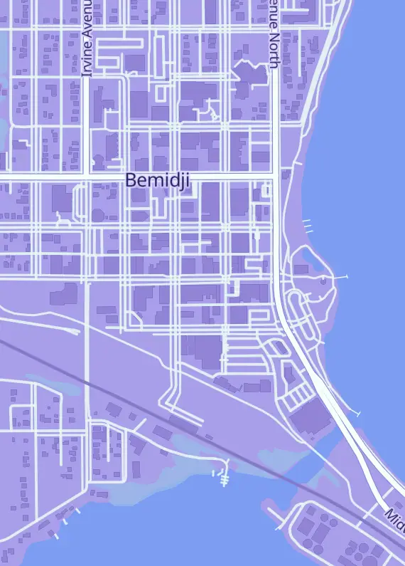 Street map around Roy's Comics & Games, 210 3rd St NW, Bemidji, MN