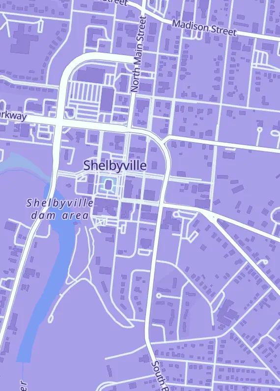 Street map around Sad Dog Games & Hobbies, 119 E Depot St, Shelbyville, TN