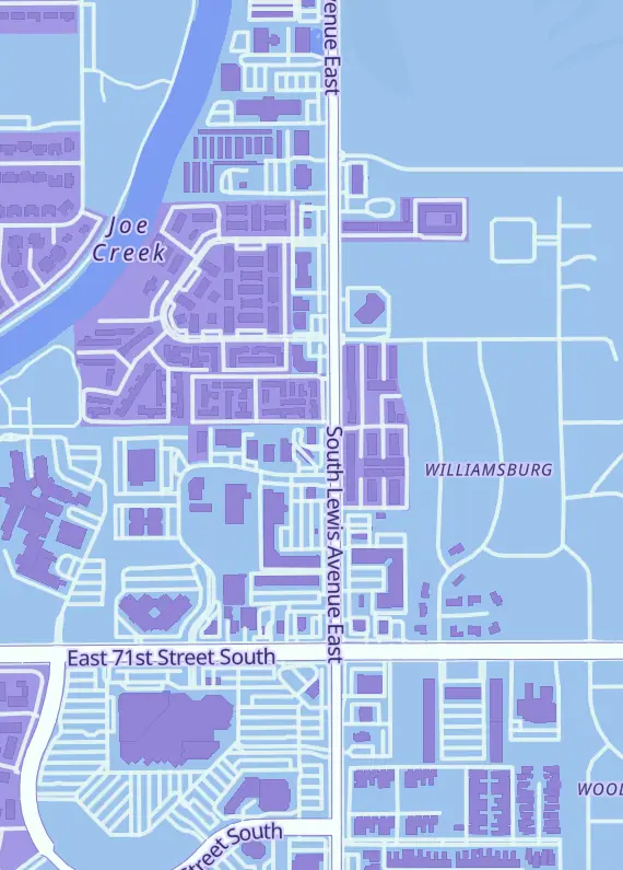 Street map around Safe Room Games, 6740 S Lewis Ave, Tulsa, OK