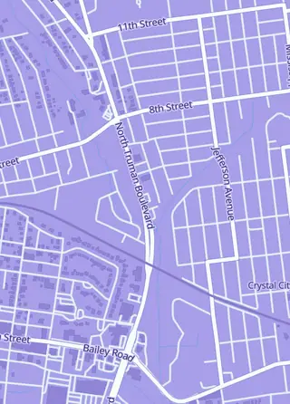 Street map around Score Big Collectibles, Crystal City