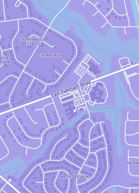 Street map around Scroll & Circuit Games, 2999 E Evesham Rd Unit 7, Voorhees, NJ