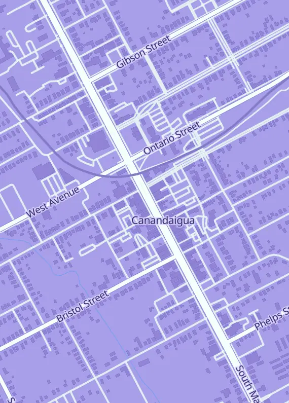 Street map around Smitty's Coins and Currency East, 80 S Main St, Canandaigua, NY