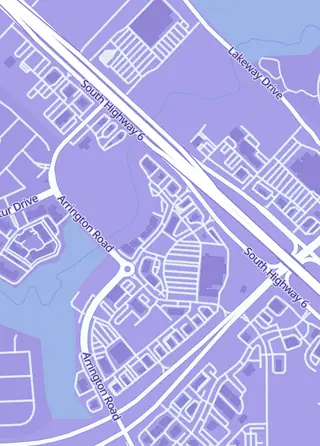 Street map around Southwest Card World, College Station