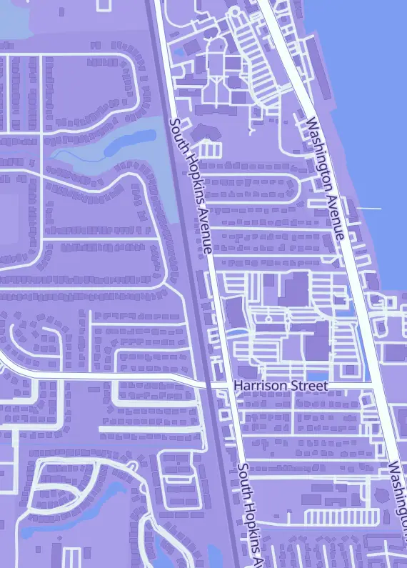Street map around Space Coast Games, 2400 S Hopkins Ave # L, Titusville, FL
