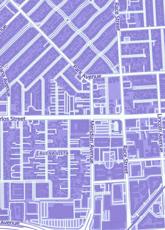 Street map around SpaceCat, 1415 W San Carlos St, San Jose, CA