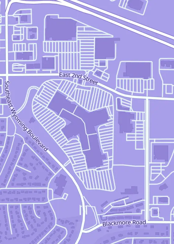 Street map around Spellbound Apothecary and Entertainment, 601 SE Wyoming Blvd Unit 1176, Casper, WY