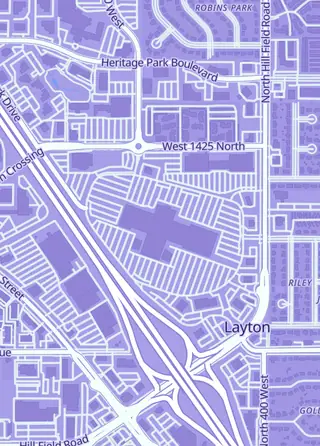 Street map around Splash Cards, Layton