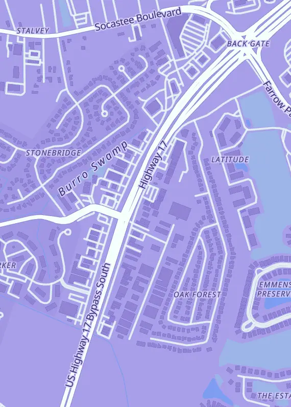 Street map around Sports Cards Plus, 4735 US-17-Byp S, Myrtle Beach, SC