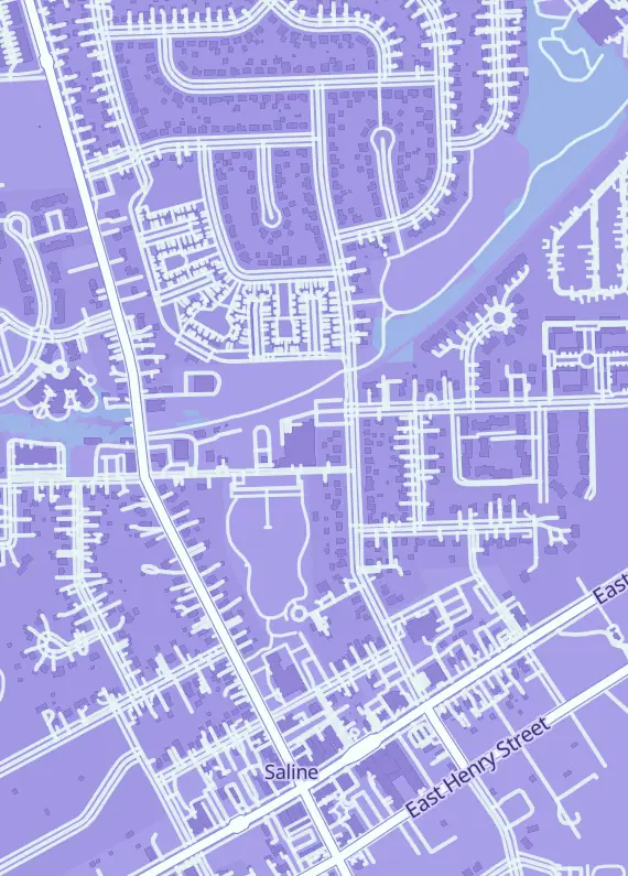 Street map around Sprue Haus Games, 135 E Bennett St, Saline, MI