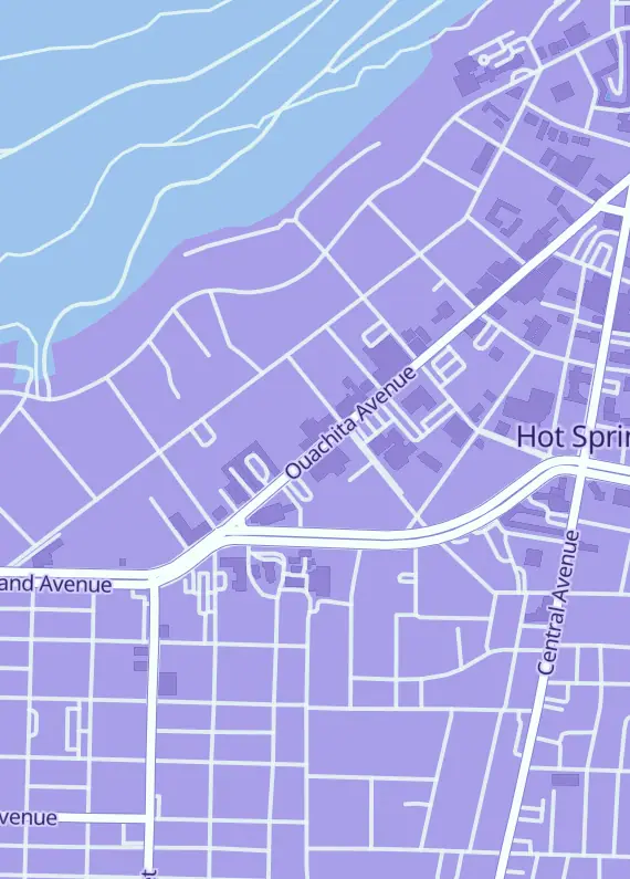 Street map around Steadfast Hobbies and Games, 614 Ouachita Ave Suite 102, Hot Springs, AR