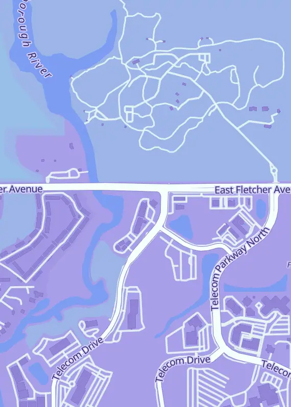 Street map around Sunshine Games, 13316 Telecom Dr, Temple Terrace, FL