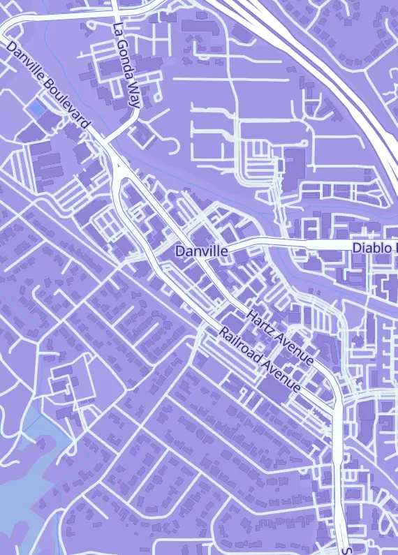Street map around Talkin' Baseball, 321 Hartz Ave, Danville, CA
