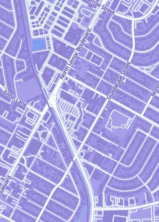Street map around Tanuki Games, Austin