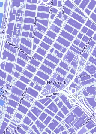 Street map around TCG Trax, New York