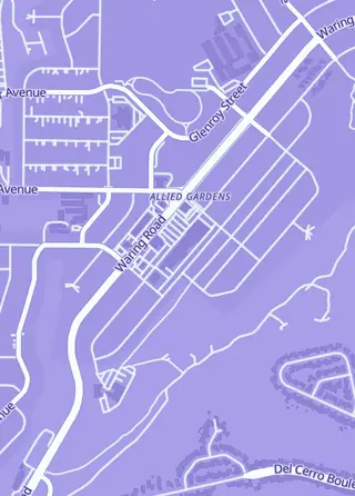 Street map around TC's Rockets, San Diego