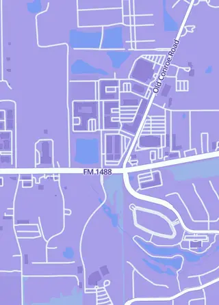 Street map around The Adventure Begins Comics, Games, & More, Conroe