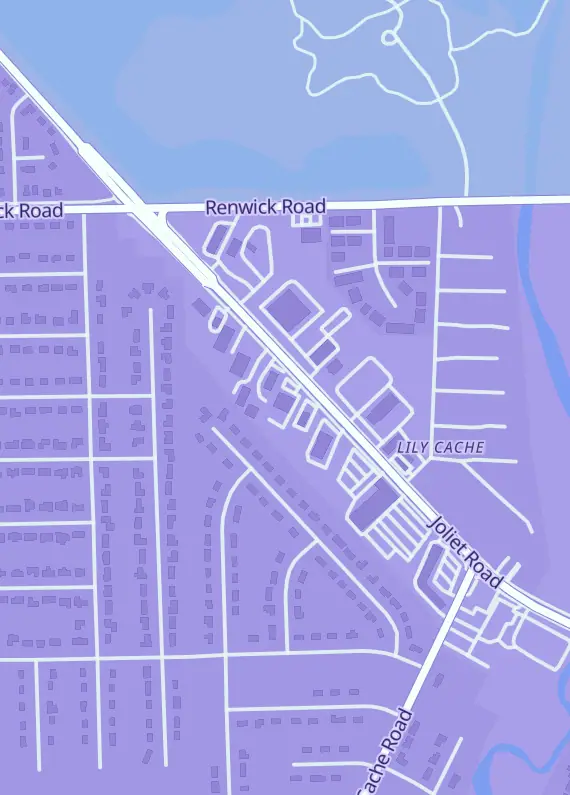 Street map around The Baseball Card King, Joliet Rd, Plainfield, IL