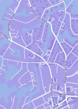 Street map around The Bearded Dragon, Bernardsville