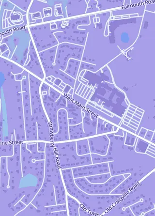 Street map around The Cape Comics, Hyannis