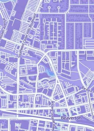 Street map around The Card Guild, Beaverton