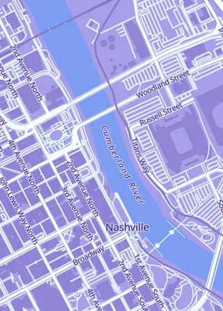 Street map around The Card Treasury, Nashville