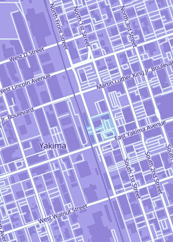 Street map around The Card Vault At Northtown, 32 N Front St, Yakima, WA