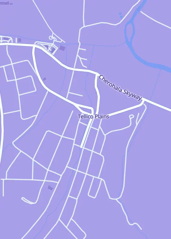 Street map around The Celestite, 704 Veterans Memorial Dr, Tellico Plains, TN