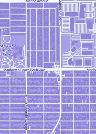 Street map around The Comic Bug, Inc., Manhattan Beach