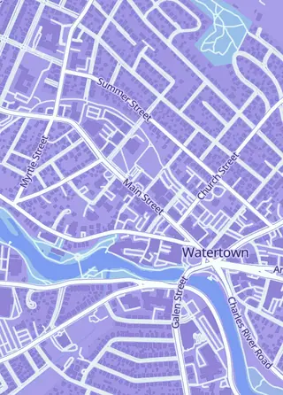 Street map around The Comic Stop, Watertown