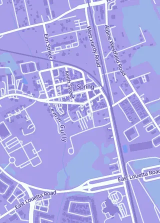 Street map around The Dug Out, Spring