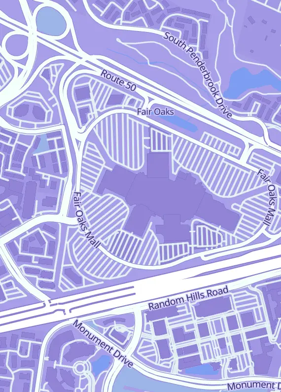 Street map around The Eternal Forge, 11921L Fair Oaks Mall, Fairfax, VA