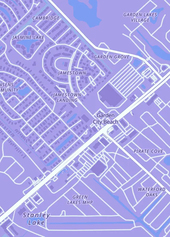 Street map around The Game Bunker, 671 Jamestown Dr Unit r-6, Murrells Inlet, SC