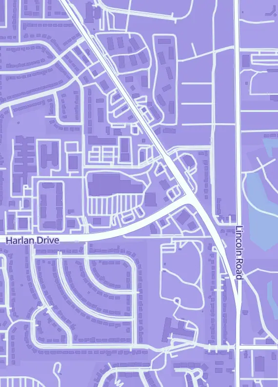 Street map around The Game Shoppe, 1406 Harlan Dr, Bellevue, NE