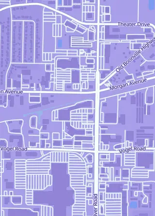 Street map around The Gaming Guild, Evansville