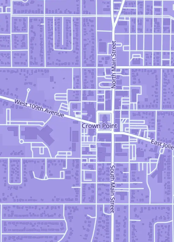 Street map around The Gaming Outpost, 192 W Joliet St A, Crown Point, IN