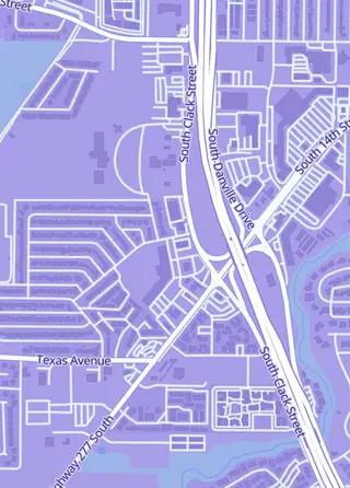 Street map around The Gathering Place, Abilene
