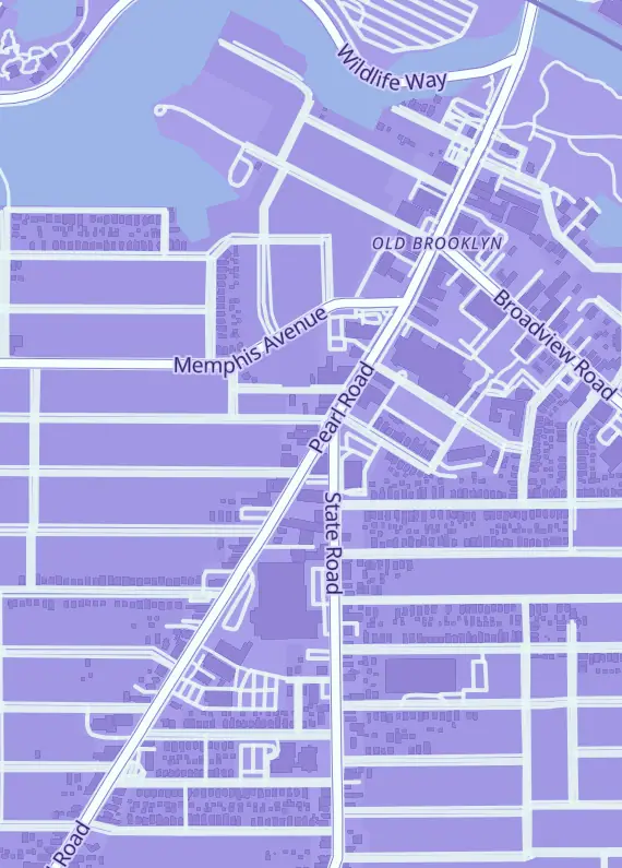 Street map around The Geek Peek, 4298 Pearl Rd, Cleveland, OH