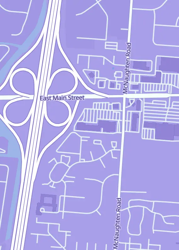 Street map around The Guardtower East, 5939 E Main St, Columbus, OH
