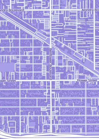 Street map around The Guild House, Bellflower