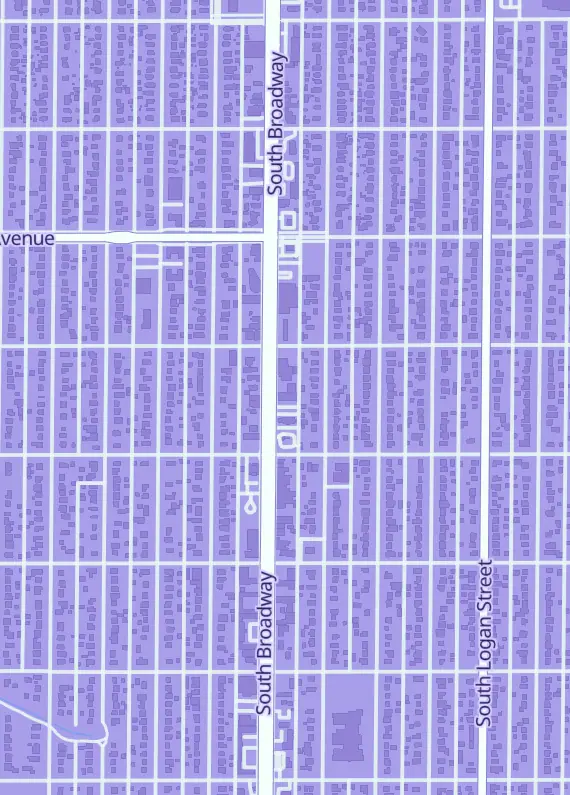 Street map around The Hobby Source, 4242 S Broadway, Englewood, CO