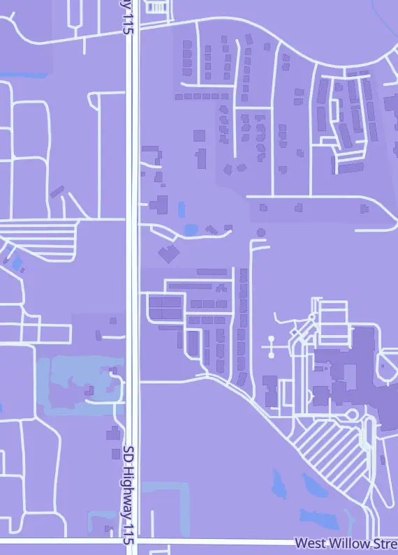 Street map around The Hobby Space, Harrisburg, SD
