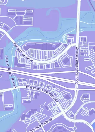 Street map around The Hobby Trading Card Shop, Independence